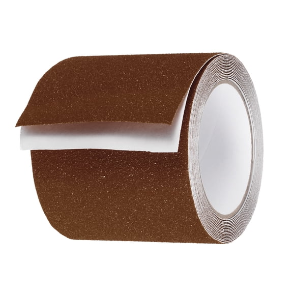 Non Skid Tape 4 in x 16.5 ft Frosted Non Slip Grid Tape Self-Adhesive Backing for Stairs Treads, Brown