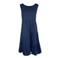 thumbnail image 2 of B91xZ Robes d'Anniversaire pour Femmes Décontractées Sans Manches à Col Rond à Volants Évasées Fluides pour Invitées de Mariage, Robes Maxi, Bleu Marine P, 2 of 4