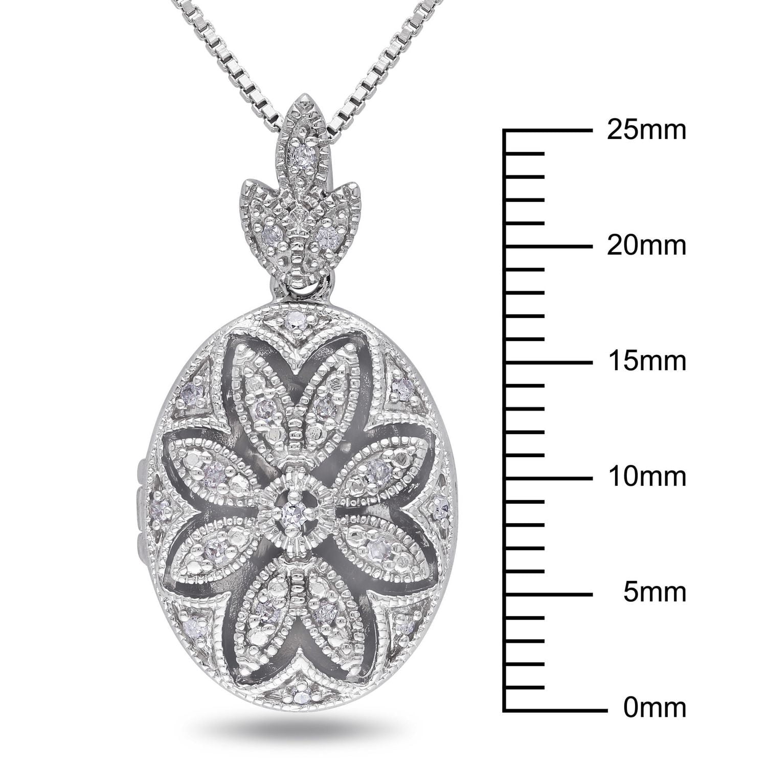 Médaillon floral Miabella avec accents de diamants en argent sterling, 18 po