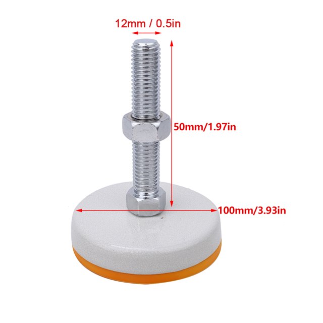 Mechanical Foot Base AntiShock Foot Base Cup Adjustable Mechanical Furniture Support Leg M12 Screw 100mm