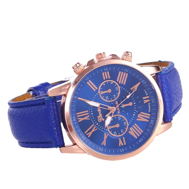 Montre à Quartz pour Femmes en Acier Inoxydable avec Bracelet en Cuir et Aiguille