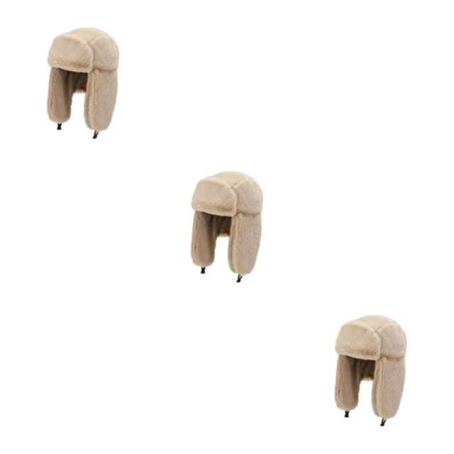 Decodeary Polyester Earflap Caps Autumn Non-shedding And Colorfast Head And Ears Cozy In Autumn No Loose khaki 3Set