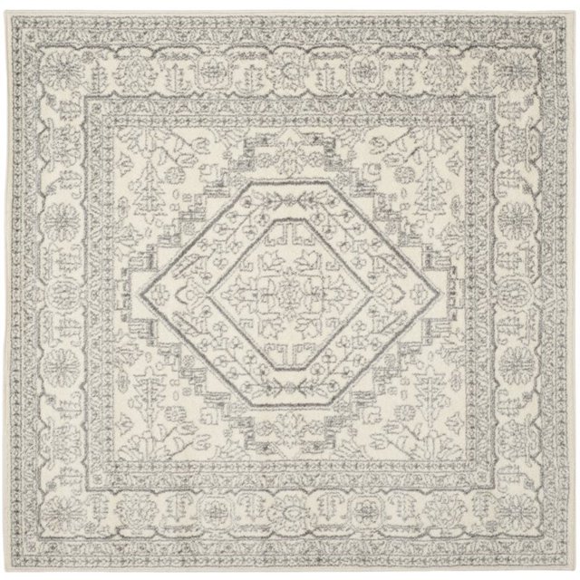 Safavieh Adirondack Collection ADR108B Ivory and Silver Oriental Vintage Square Area Rug (10' Square)