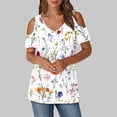thumbnail image 1 of Soki Women's Off Shoulder Tee Clearance Blouses Short Sleeved V-Neck Fashionable Tops, 1 of 6