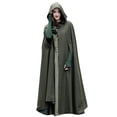 thumbnail image 1 of XZNGL Women Autumn Fashion Solid Hooded Button Cloak Split fork Woolen Coat, 1 of 7