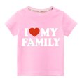 thumbnail image 1 of Pisexur Mode Mignon pour Tout-Petits Garçons Filles Couleur Unie Col Rond Saint-Valentin Imprimé Cœur Manches Courtes, 1 of 3