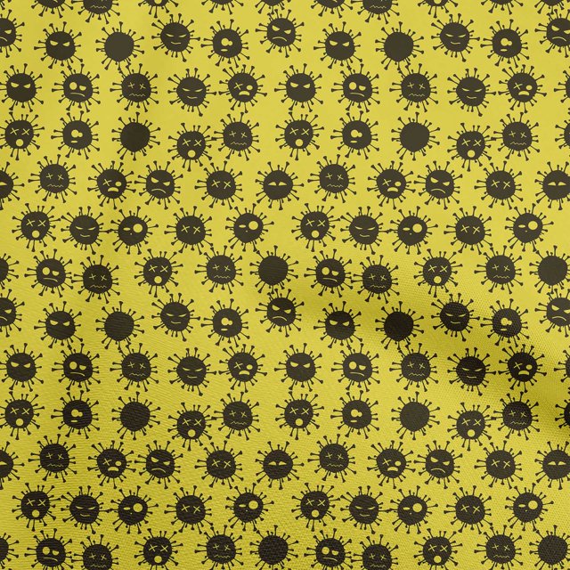 oneOone Polyester Spandex Yellow Fabric Medical Virus Sewing Craft Projects Fabric Prints by Yard 56 Inch Wide