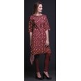 thumbnail image 4 of Bimba Kurta pour Femmes à Imprimé Ethnique Rouge Boule Dahlia et Rose Floral Asymétrique Hauts d'Été pour Femmes XX-Grand, 4 of 6