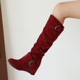 thumbnail image 4 of jsaierl Bottes Hautes Jusqu'au Genou pour Femmes d'Hiver Chaudes avec Boucle de Ceinture Semelle Compensée Chaussures Bottes Cavalières, 4 of 5
