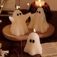 thumbnail image 1 of Handcrafted Halloween Ghost Scented Candle - Lavender Aroma, Single Wick, Jar Design With Bow Accent For Home Decor, 1 of 5