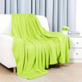 thumbnail image 2 of REGALWOVEN 1 Pcs Home Warm Soft Microplush Fleece Solid Throw Blanket Yellow Green 59" x 78", 2 of 10