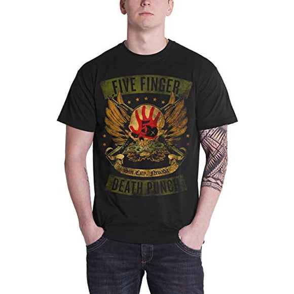 Five Finger Death Punch T Shirt Locked & Loaded Band Logo Official Mens Black Size XL