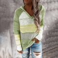 thumbnail image 1 of Women's Casual Striped Button Front Drop Shoulder Long Sleeve Hooded Sweater Top, 1 of 6