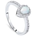 thumbnail image 1 of 1/2ct Pear Shape Opal & Diamond Halo Ring 14K White Gold, 1 of 3