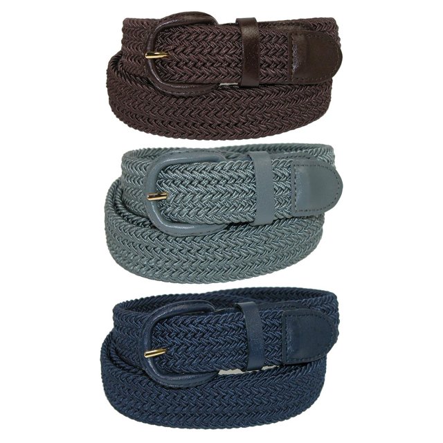 CTM® Ceinture Tressée Élastique Extensible (Lot de 3 Couleurs) (pour Hommes)