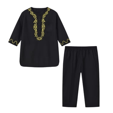 Kcodviy Boys Long Sleeve Robe 7 Clothes Suit Muslim ational Newborns Baby Boy Clothes Teenage Embroidered Robe Suit Kids Clothes Winter Boys Arab Children's Wear Out Wear
