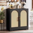 thumbnail image 3 of GloryStar Modern 30" Rattan Buffet Cabinet, 4-Door Sideboard and Coffee Bar for Living Room or Entryway, 3 of 7