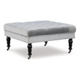 thumbnail image 1 of Linon Isabelle Pouf Carré Rembourré Pieds Noirs en Tissu Gris Pâle, 1 of 7