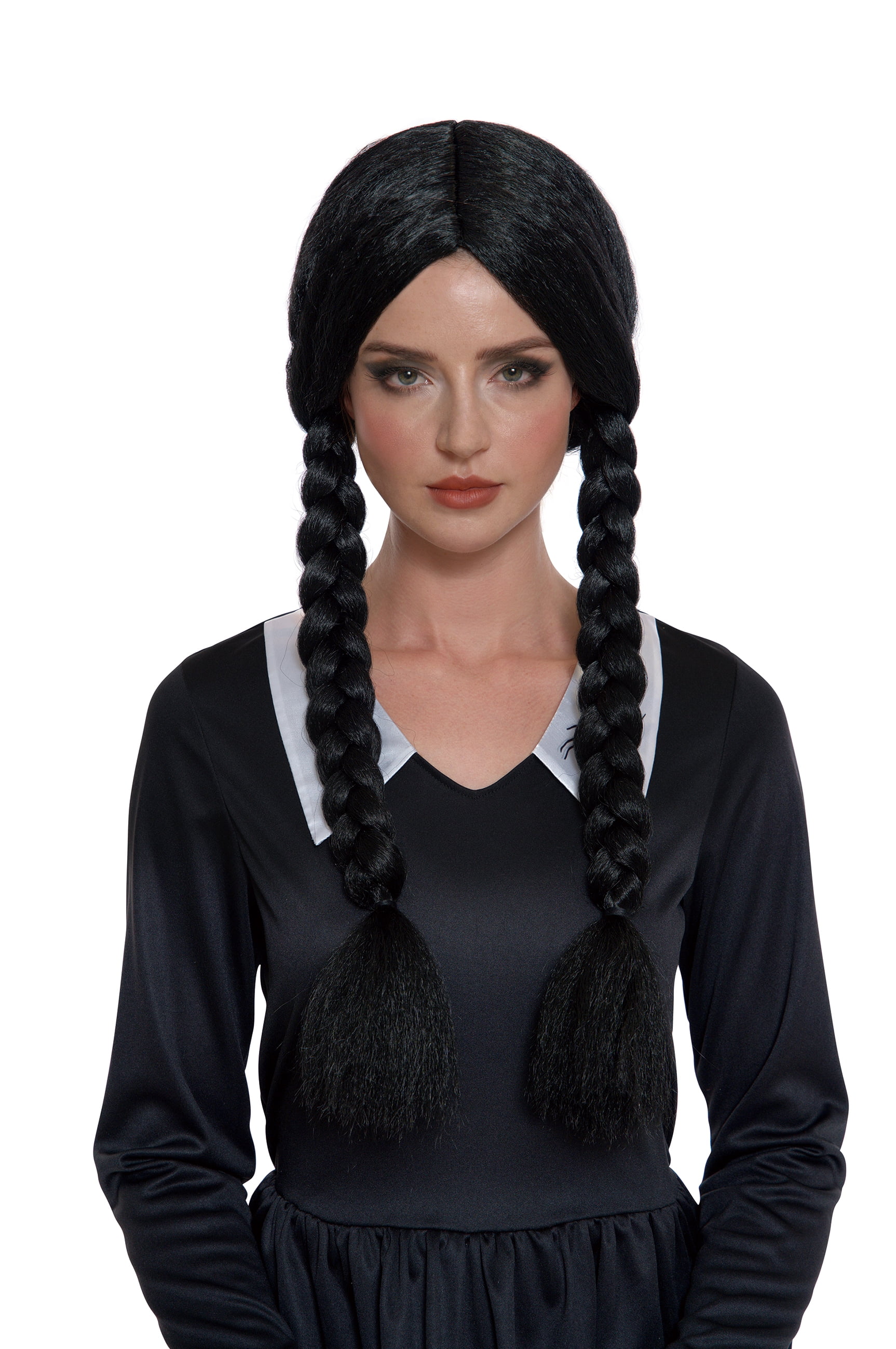 tout pour célébrer perruque noire tressée de femme pour halloween