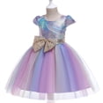 thumbnail image 2 of B91xZ Robe à Volants pour Filles, Robe Décontractée pour Filles à Manches Volantées Plissées, Robe Unie, Violet 5-6 Ans, 2 of 5