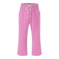 thumbnail image 4 of Gifts for Mom LSLJS Women's Fragrant Hemp Solid Color Loose Women Fashion Drawstring Pants Seven Pants Pockets Womens Work Pants, 4 of 5