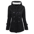 thumbnail image 1 of Fiogavroetic Women Color Horn Buttons Cardigan Padded Hooded Coat Jacket Overcoat, 1 of 4