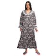 thumbnail image 1 of Moomaya Printed Long Sleeve Maxi Nightdress Button Down Cotton Sleepwear Gown, 1 of 5