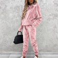 thumbnail image 2 of Yuyuzo Womens Velour Sweatsuits 2 Piece Outfits Hooded Pullover Sweatshirt Sweatpants Tracksuits Matching Set, 2 of 7