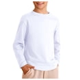 thumbnail image 1 of WUANDIXFA Chandail à Col Rond Unisexe pour Enfants, Garçons, Automne, Coton, Manches Longues, T-Shirts à Col Rond, Hauts, Blanc, 3-4 Ans, 1 of 4