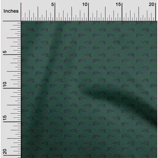 oneOone Georgette Viscose Teal Green Fabric Rabbit Animal Sewing Craft Projects Fabric Prints By Yard 42 Inch Wide