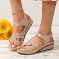 thumbnail image 2 of Penkiiy Sandales Compensées pour Femmes à Plateforme : Été, Bride à la Cheville, Bout Ouvert, Compensées - Sandales Habillées pour Femmes - Sandale Basse de Marche Confortable 37 Beige, 2 of 7