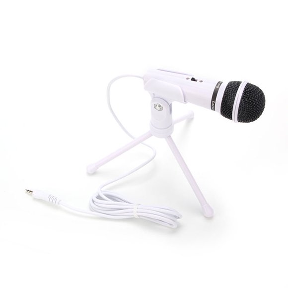 Condenser Microphone 3.5mm Recording Microphone Plug and Play with Tripod Stand for Broadcasting Podcasting Conference Video Chat