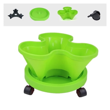 Stackable Vertical Flower Pot Plastic Multi-layer Garden Planter Tower with Movable Casters
