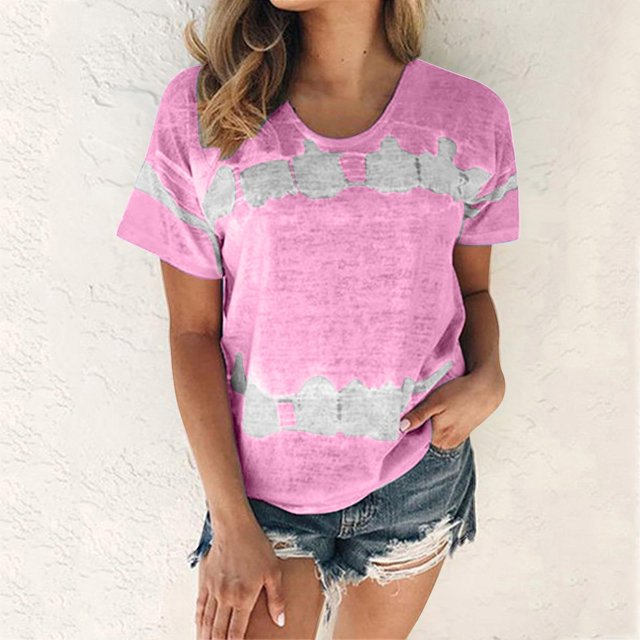 Wolfast T-Shirts pour Femmes Mode Femmes Mode T-Shirt Imprimé Manches Courtes Blouse Col Rond Hauts Décontractés Manches Courtes Blouses pour Femmes