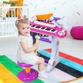 thumbnail image 3 of Costway 37 Key Electronic KeyboardPiano MP3 Input w/ Microphone and Stool Pink, 3 of 9