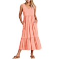 thumbnail image 1 of Robes d'Été pour Femmes 2023 Maxi Mode Féminine Col en V Sans Manches Poches Unies Patchwork Robe Pull Robes de Soirée pour Femmes Élégantes et Élégantes en Solde, 1 of 4
