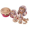 thumbnail image 4 of Russian Hand Painted Doll Fuchsia Matryoshka Nesting Dolls 10pcs, 4 of 8
