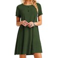 thumbnail image 1 of Robe Femme en Polyester Couleur Unie Col Rond Décontractée Ample Robes Intérieur Extérieur Voyage Vêtements Festival Cadeaux d'Anniversaire Vert P, 1 of 5