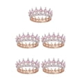 thumbnail image 1 of maskred Alloy Exquisite Craft And Detailed Carved Wedding Hair Crown For Brides Rhinestone Tiaras And Crowns Gold  + pink 5Set, 1 of 6