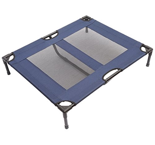 PawHut D1-0239 36" x 30" Elevated Dog Cat Bed Cooling Cozy Camping Sleeper with Center Support, Blue and Black