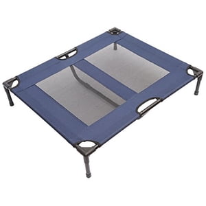 PawHut D1-0239 36" x 30" Lit de chat de chien élevé Refroidissement confortable Camping Sleeper avec soutien du centre, bleu et noir