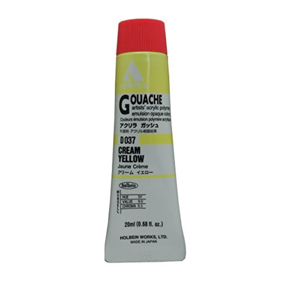 Holbein Acryla Gouache Artists Acrylic Polymer Emulsion, 20ml Cream Yellow (D037)