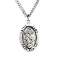thumbnail image 1 of Heartland Store Men's Saint Jude Sterling Silver Oval Pendant + 24 Inch Endless Rhodium Plated Chain, 1 of 2