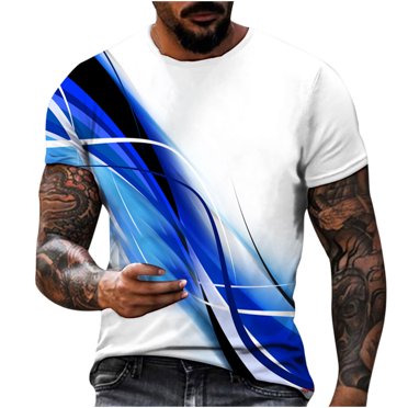 lcziwo T-Shirts Graphiques pour Hommes, T-Shirts pour Hommes à Motif Linéaire Imprimé Col Rond Manches Courtes T-Shirts Moulants Été Décontracté Confortable Cool T-Shirt Athlétique 2024