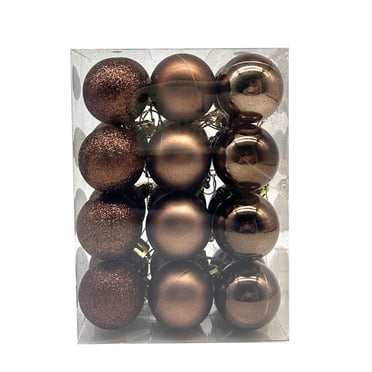 Staron 24PCS Christmas Tree Balls Ornaments for Xmas Christmas Tree 30mm/1.18" Shatterproof Brown Plastic Ornaments Hanging Christmas Balls Ornaments for Tree Holiday Party Wedding