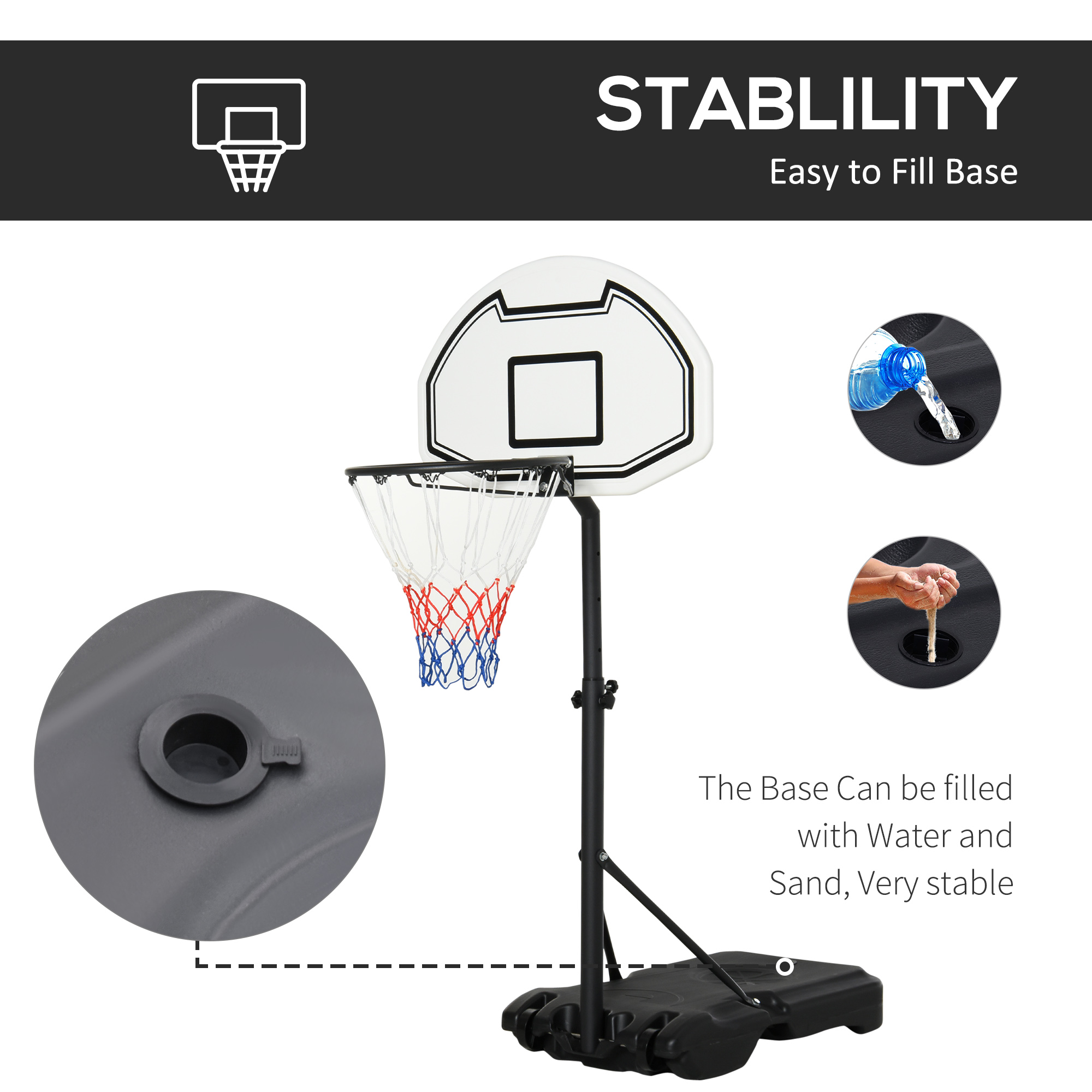 HomCom Poolside Hoop Stand with Wheels