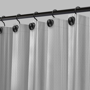 Acento Doublure de Douche en PEVA à Pois avec Oeillets Noirs, Toucher Doux, 72 Pouces x 72 Pouces, Transparent