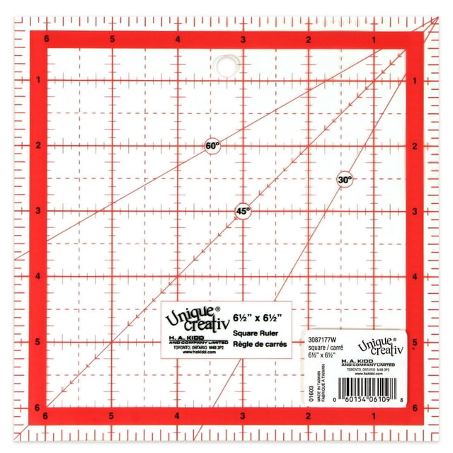 SEW EASY Square Quilting Ruler, 16.5 × 16.5 cm (6.5 × 6.5 in) - Non-Slip Acrylic