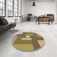 thumbnail image 4 of Ahgly Company Machine Washable Indoor Round Transitional Oak Brown Area Rugs, 4' Round, 4 of 7