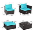 thumbnail image 4 of Patiojoy Ensemble de Meubles de Patio en Rotin Osier 5 Pcs, Ensemble de Canapé Sectionnel de Conversation, Bleu, 4 of 9